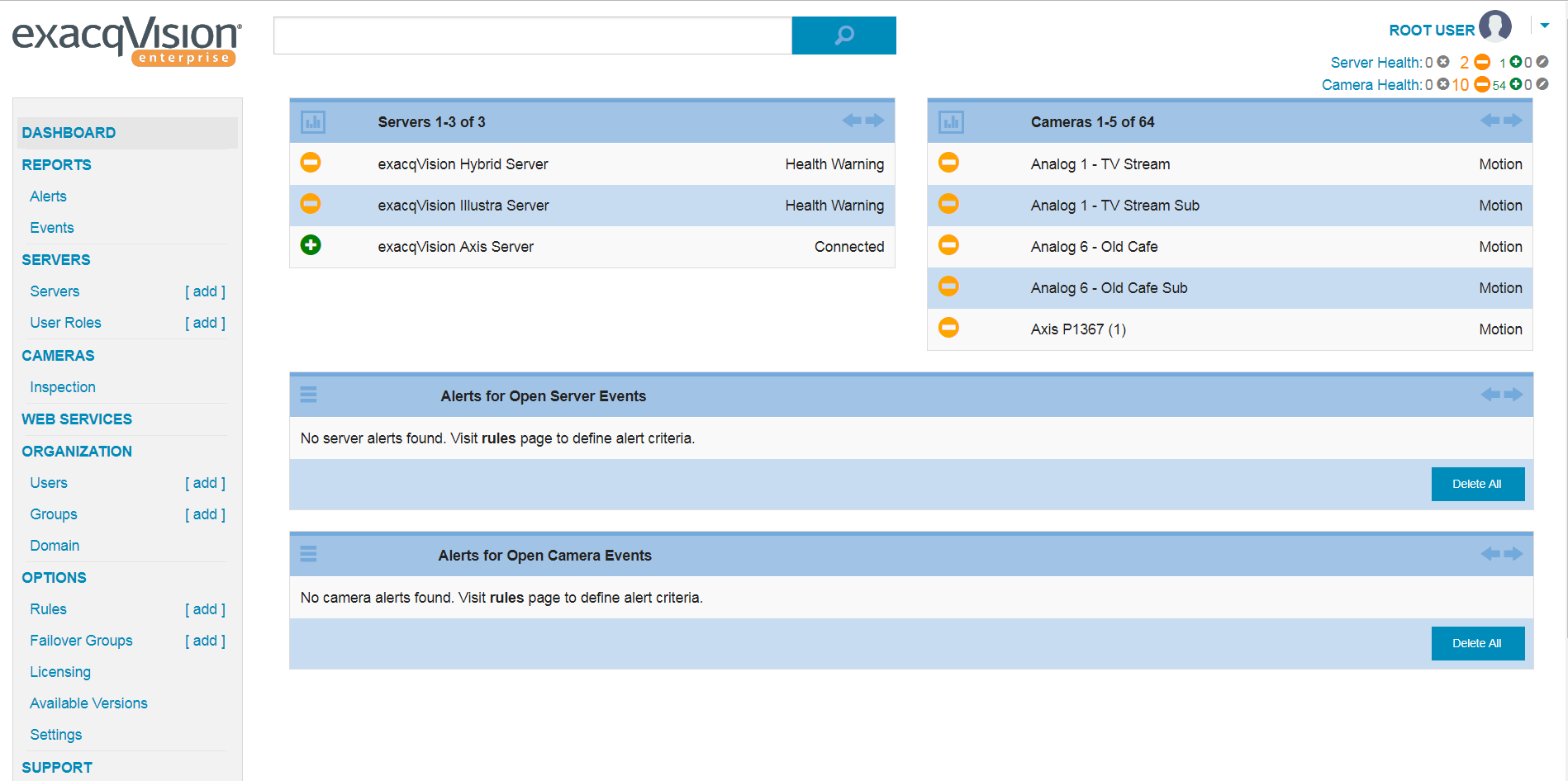 exacqVision EM Dashboard